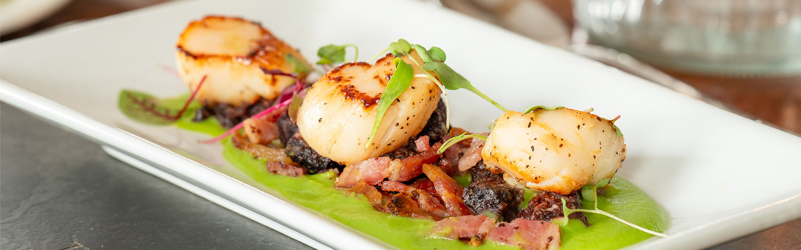 A plate of scallops at the Ulbster Arms Hotel